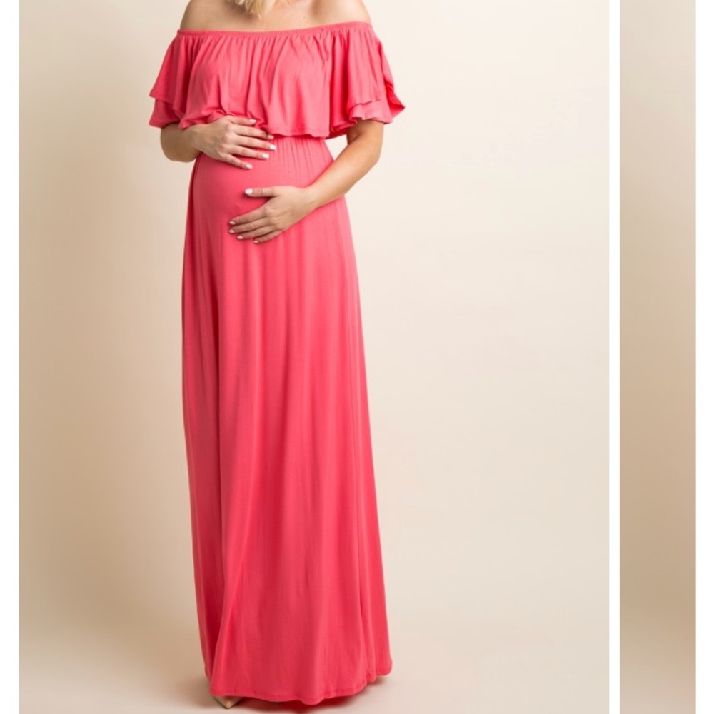 Pink blush maternity Coral maxi dress size large